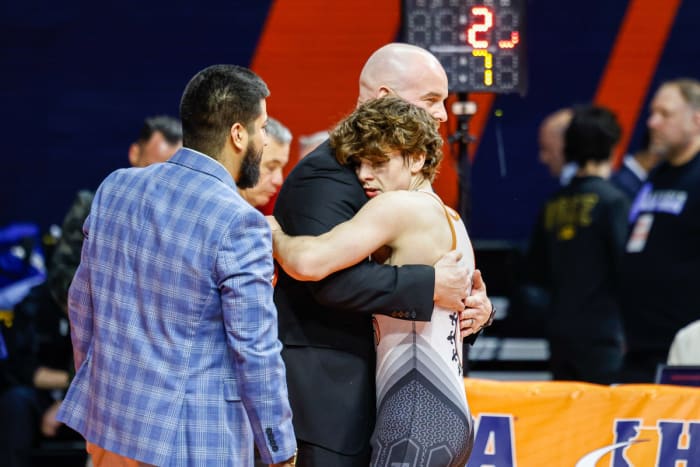 St. Charles East senior wrestler Ben Davino